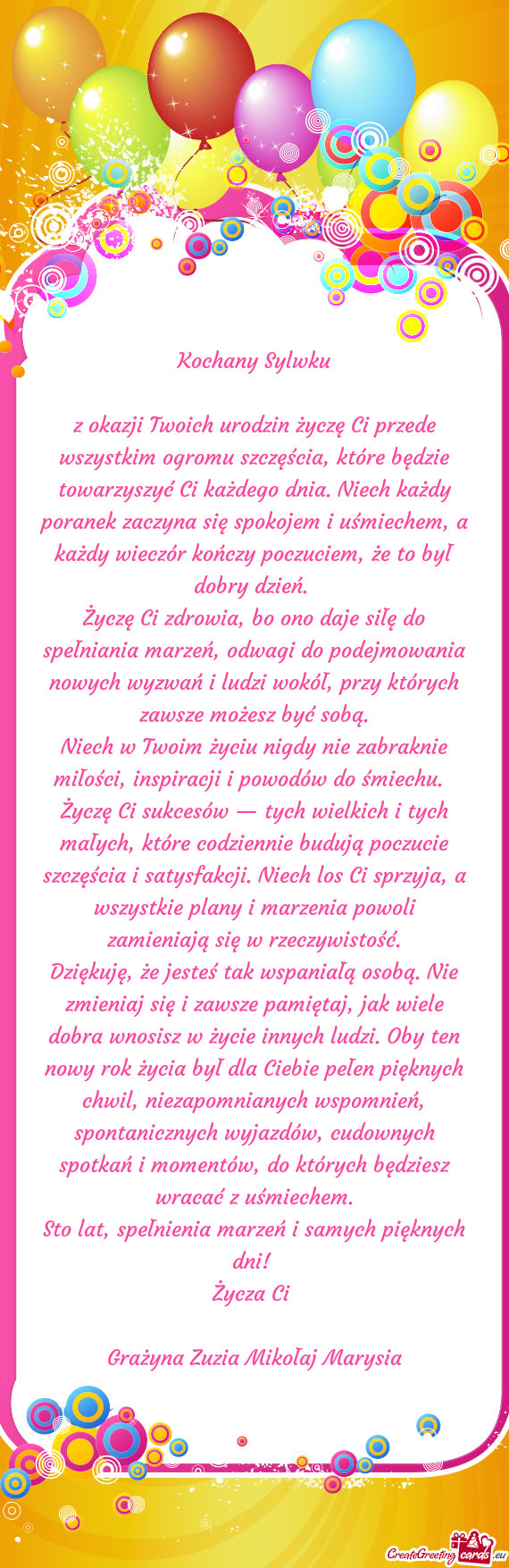Kochany Sylwku