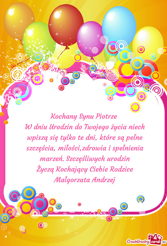 Kochany Synu Piotrze