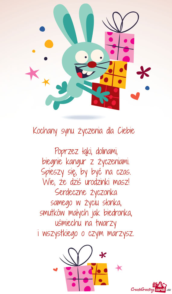 Kochany synu życzenia dla Ciebie