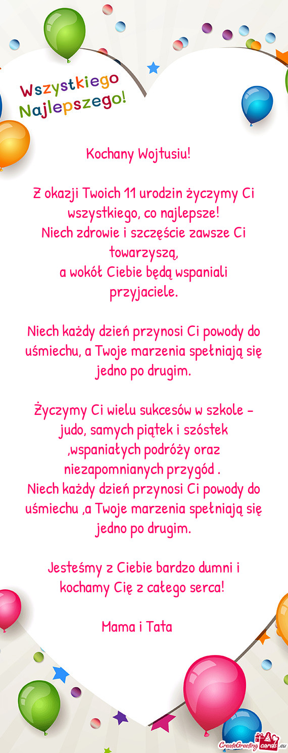 Kochany Wojtusiu! 🎂🎉