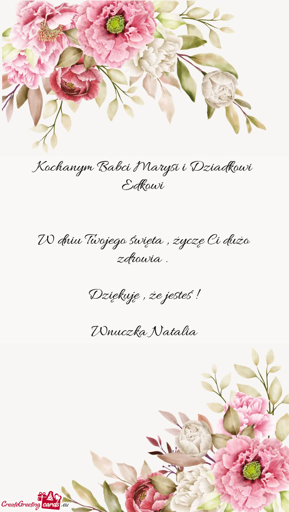 Kochanym Babci Marysi i Dziadkowi Edkowi