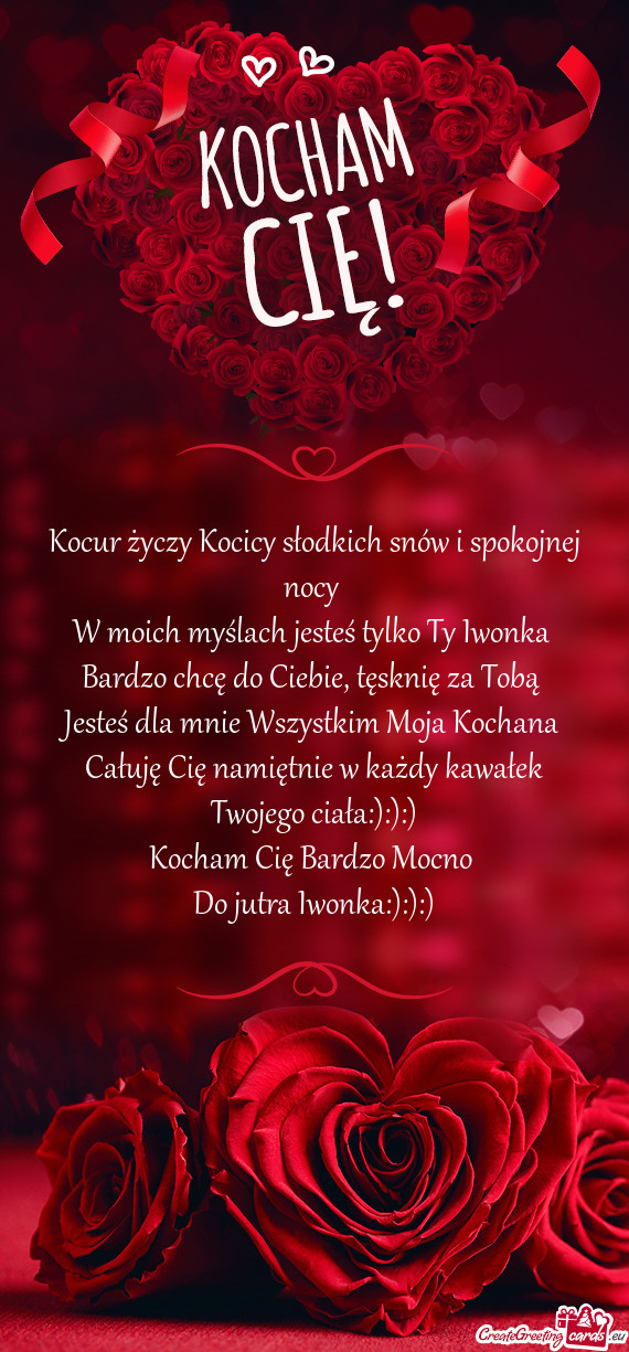 Kocur Kocicy słodkich snów i spokojnej nocy