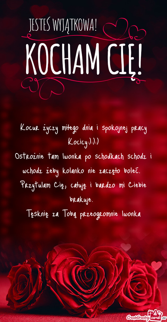 Kocur miłego dnia i spokojnej pracy Kocicy:):):)