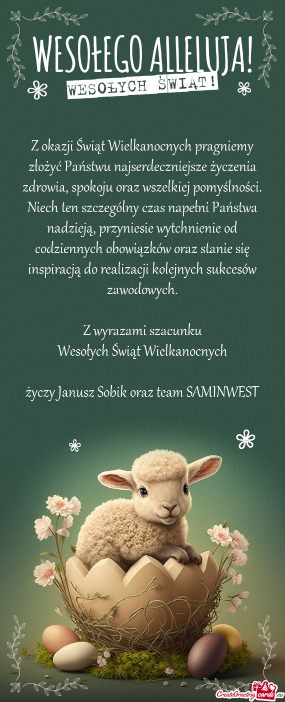 Koju oraz wszelkiej pomyślności. Niech ten szczególny czas napełni Państwa nadzieją, przyniesi