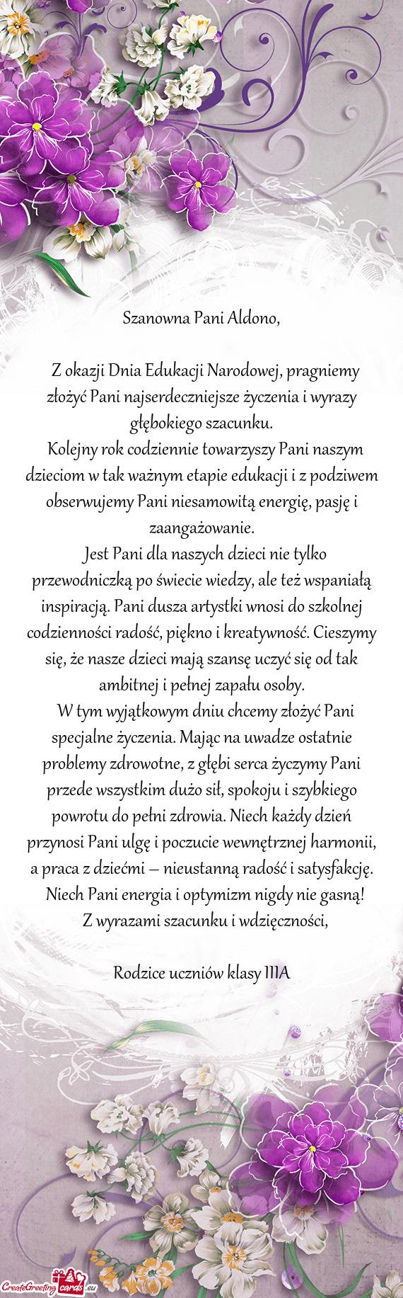 ​Kolejny rok codziennie towarzyszy Pani naszym dzieciom w tak ważnym etapie edukacji i z podziwem