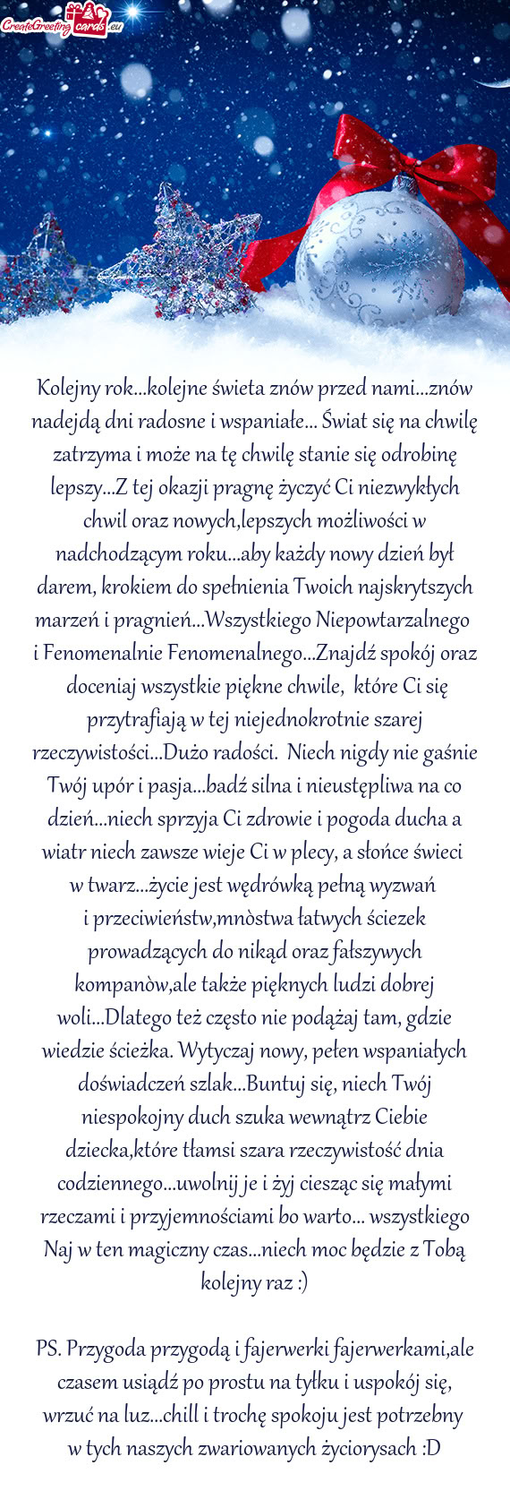 Kolejny rok...kolejne świeta znów przed nami...znów nadejdą dni radosne i wspaniałe... Świat s