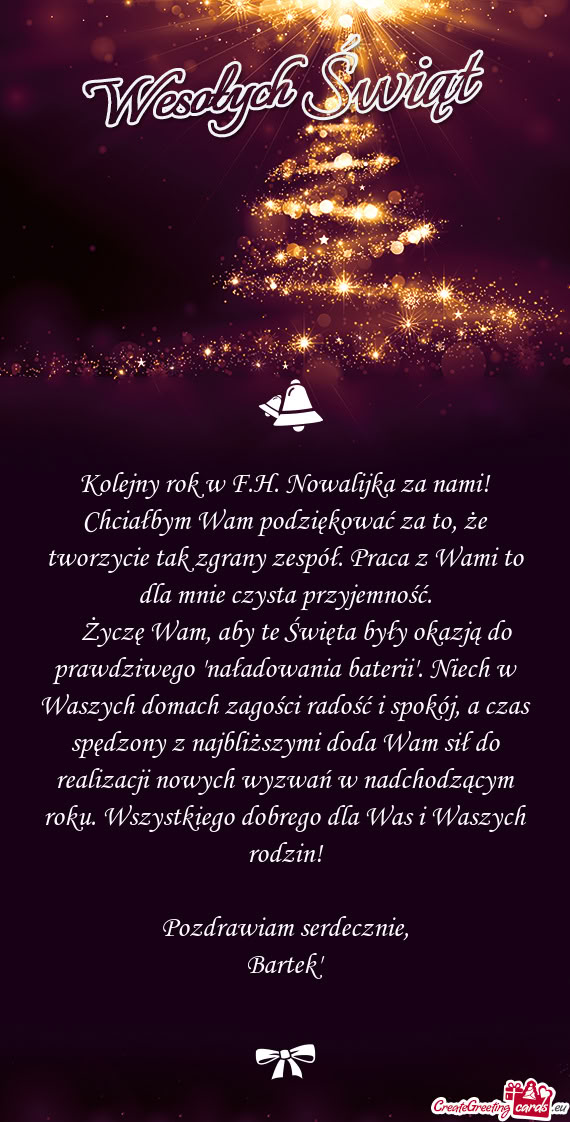 Kolejny rok w F.H. Nowalijka za nami! Chciałbym Wam podziękować za to, że tworzycie tak zgrany z