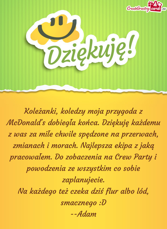 Koleżanki, koledzy moja przygoda z McDonald