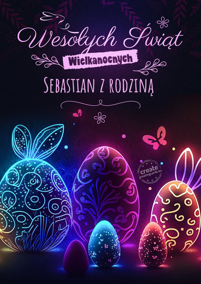 Kolorowej wielkanocy Sebastian z rodziną