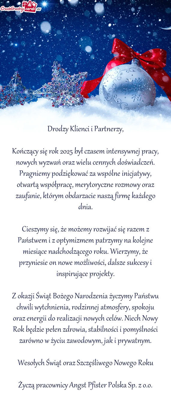 Kończący się rok 2025 był czasem intensywnej pracy, nowych wyzwań oraz wielu cennych doświadcz