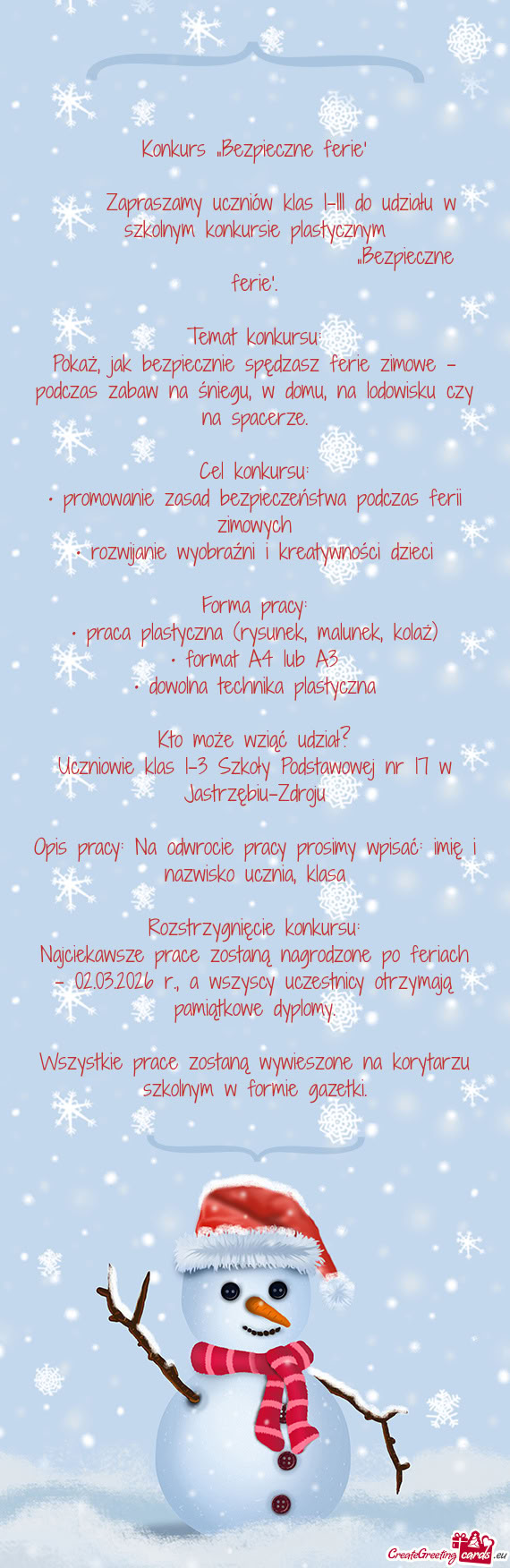 Konkurs „Bezpieczne ferie”