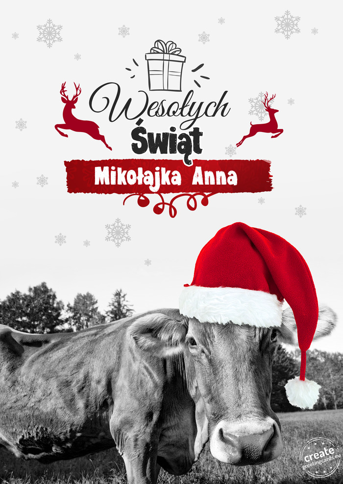 Krowa - Wesołych Świąt Mikołajka Anna