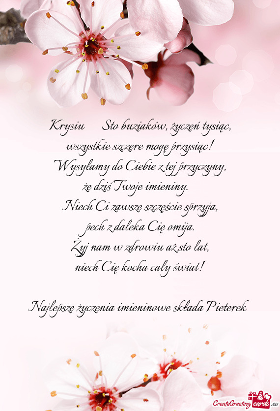 Krysiu❤️❤️❤️Sto buziaków, życzeń tysiąc