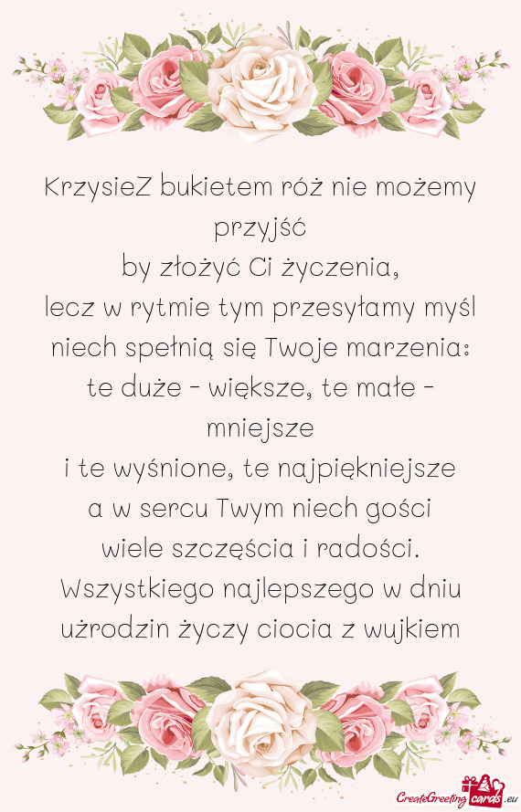 KrzysieZ bukietem róż nie możemy przyjść