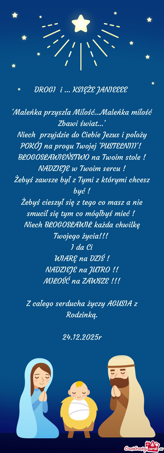 KSIĘŻE JANIEEEE  "Maleńka przyszła Miłość