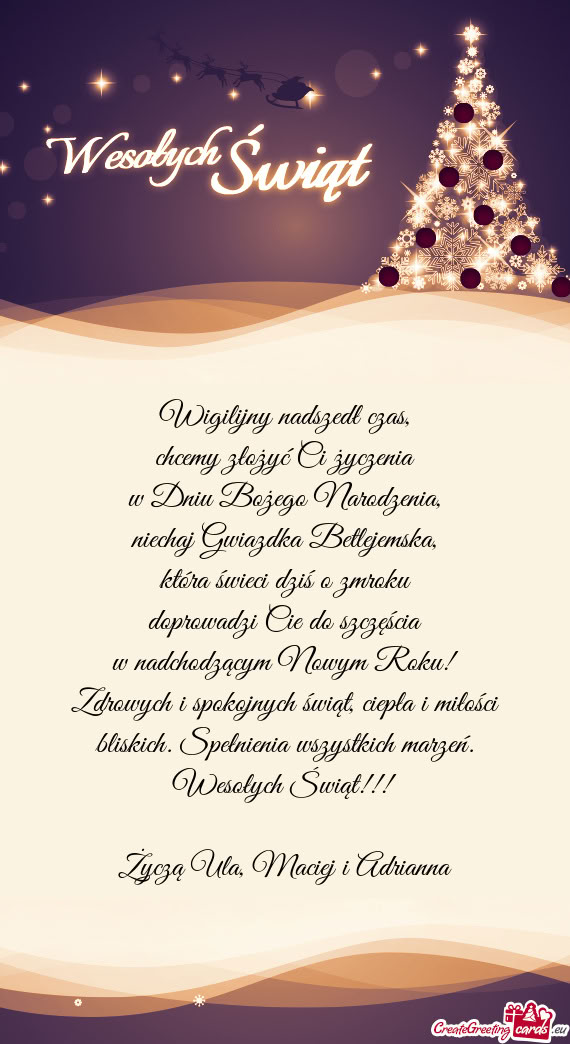 Która świeci dziś o zmroku doprowadzi Cie do szczęścia w nadchodzącym Nowym Roku! Zdrowyc