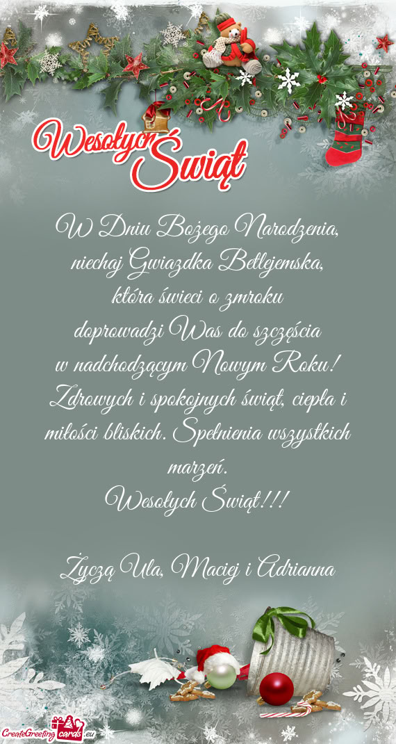 Która świeci o zmroku doprowadzi Was do szczęścia w nadchodzącym Nowym Roku! Zdrowych i sp