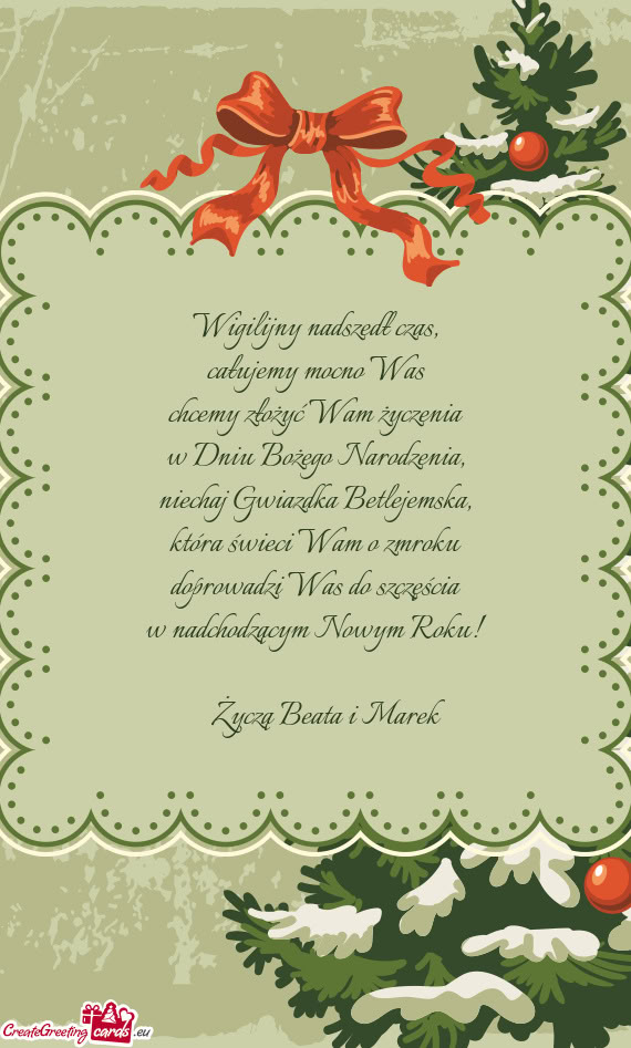 Która świeci Wam o zmroku doprowadzi Was do szczęścia w nadchodzącym Nowym Roku!  Ży