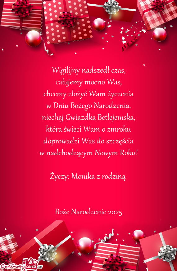 Która świeci Wam o zmroku doprowadzi Was do szczęścia w nadchodzącym Nowym Roku! Życzy