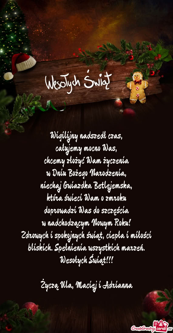 Która świeci Wam o zmroku doprowadzi Was do szczęścia w nadchodzącym Nowym Roku! Zdrowych