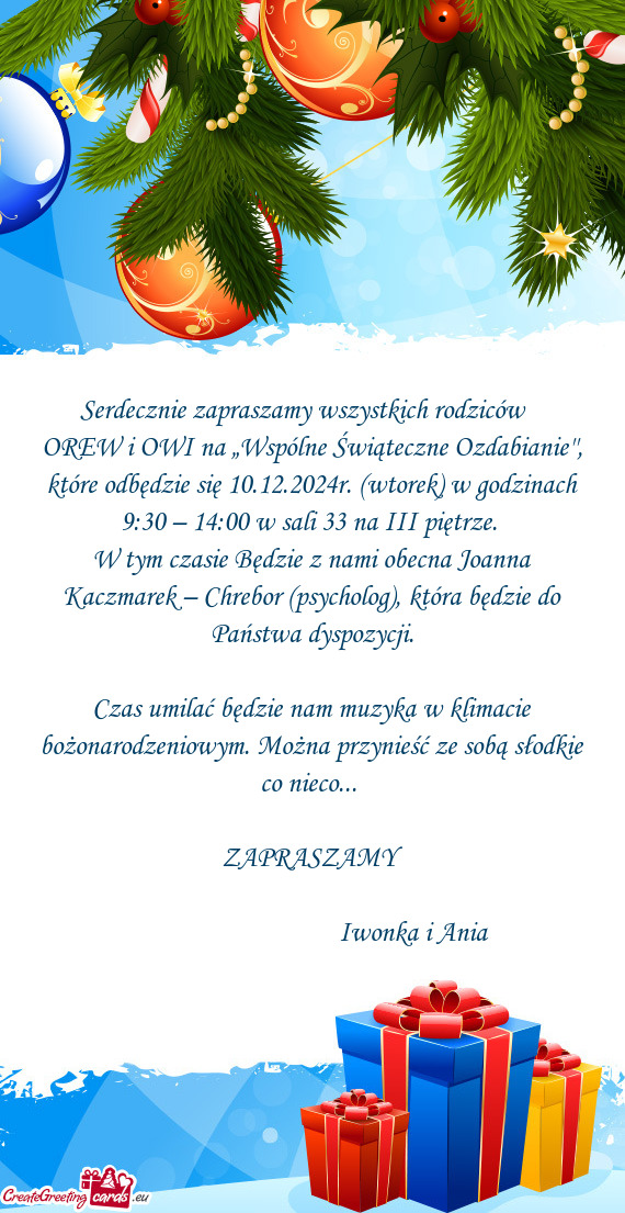 Które odbędzie się 10.12.2024r. (wtorek) w godzinach 9:30 – 14:00 w sali 33 na III piętrze