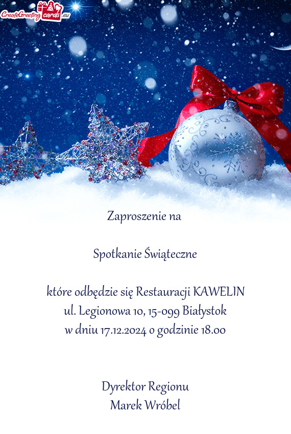 Które odbędzie się Restauracji KAWELIN