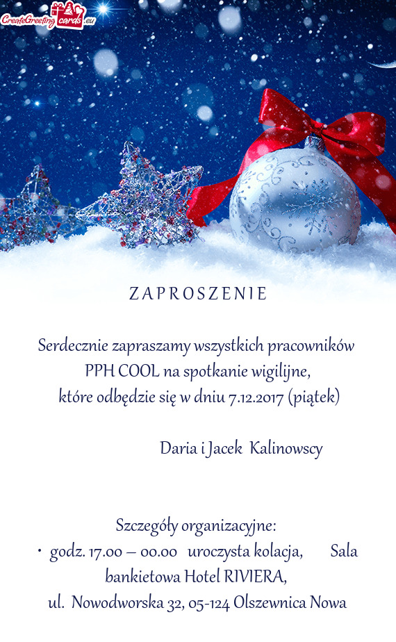 Które odbędzie się w dniu 7.12.2017 (piątek)