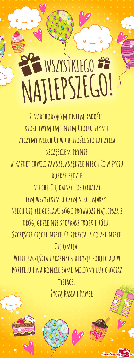 Które twym imieniem Ciociu słynie