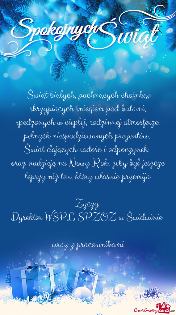 Który właśnie przemija  Dyrektor WSPL SPZOZ w Świdwinie wraz z pracownikami