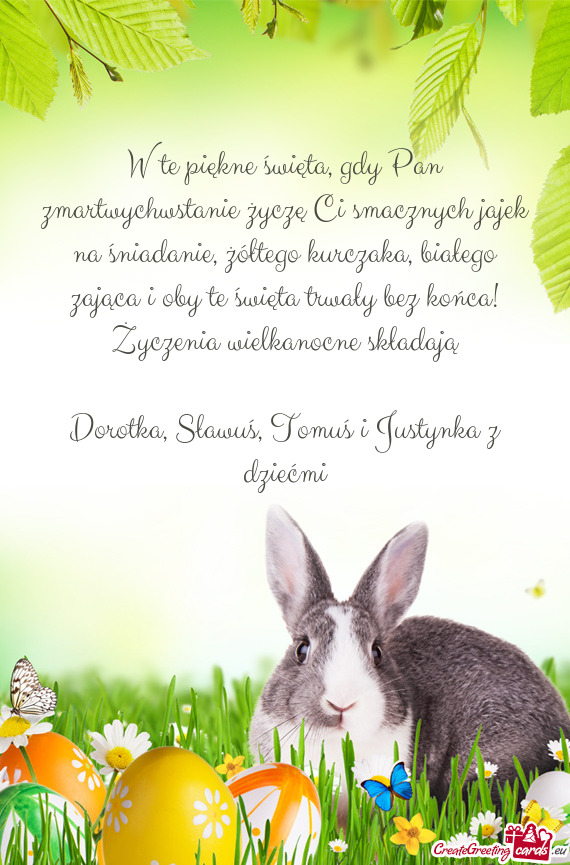 Kurczaka, białego zająca i oby te święta trwały bez końca! Życzenia wielkanocne składają