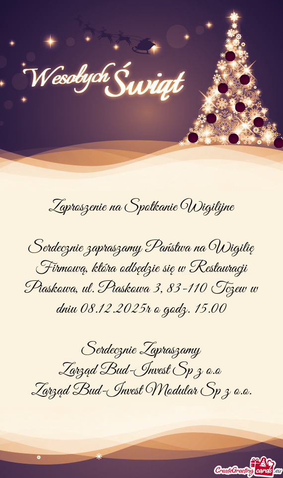 L. Piaskowa 3, 83-110 Tczew w dniu 08.12.2025r o godz. 15.00