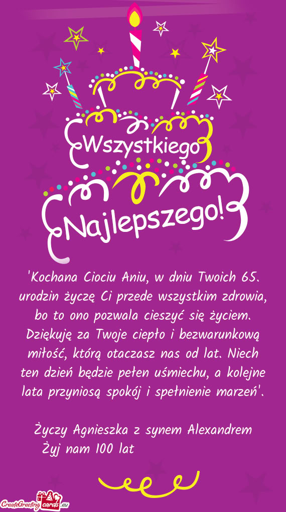 La cieszyć się życiem. Dziękuję za Twoje ciepło i bezwarunkową miłość, którą otaczasz na
