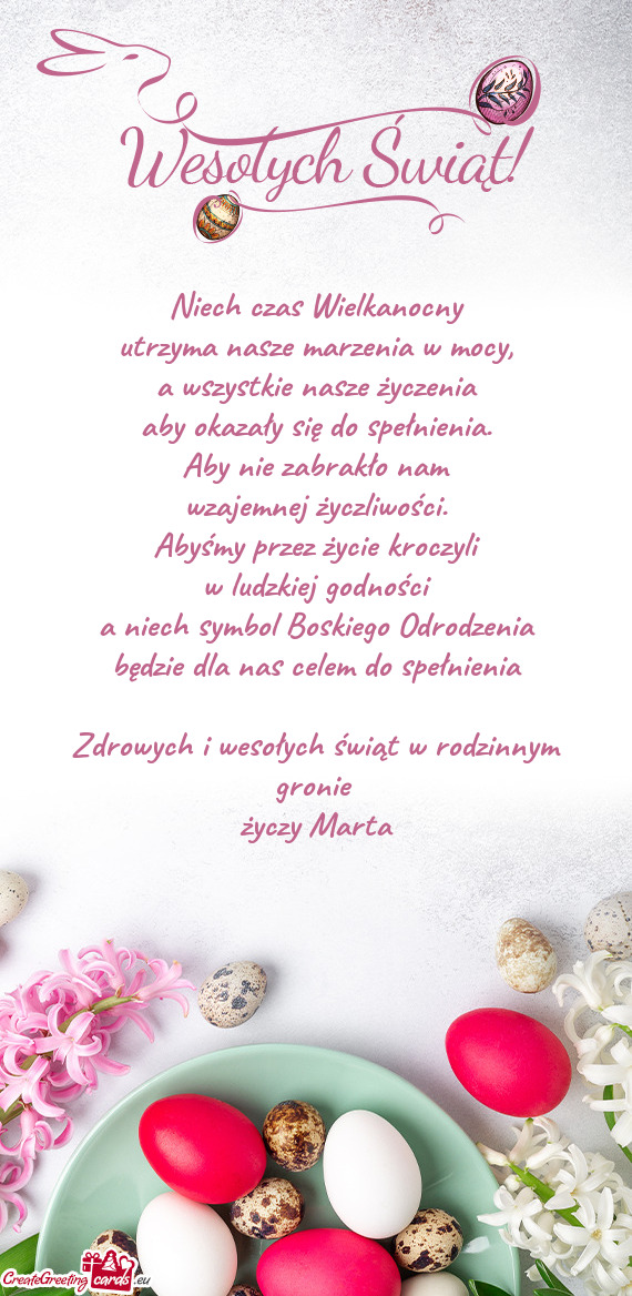 La nas celem do spełnienia Zdrowych i wesołych świąt w rodzinnym gronie Marta