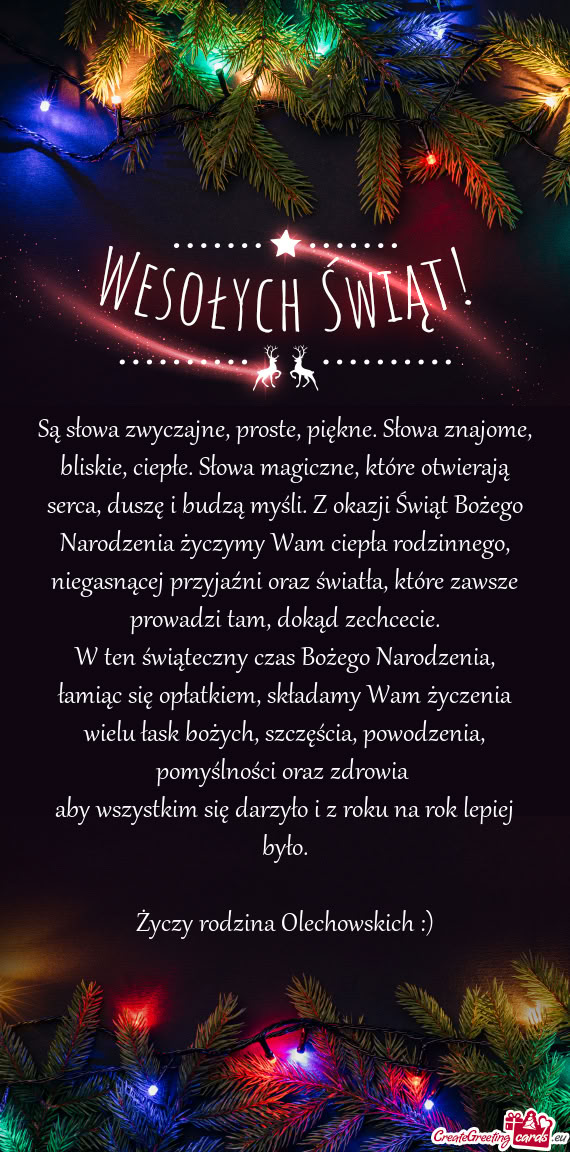 Łamiąc się opłatkiem, składamy Wam życzenia