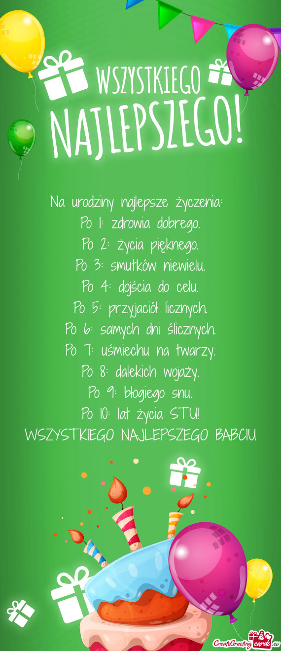 Lat życia STU! WSZYSTKIEGO NAJLEPSZEGO BABCIU