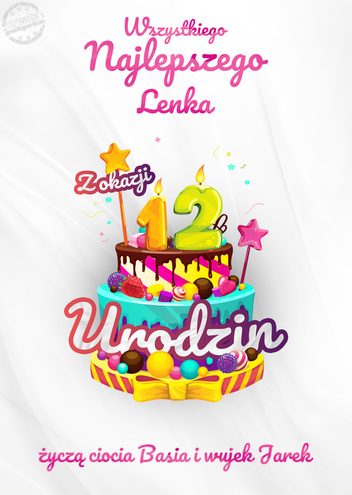 Lenka, Wszystkiego najlepszego z okazji 12 urodzin życzą ciocia Basia i wujek Jarek