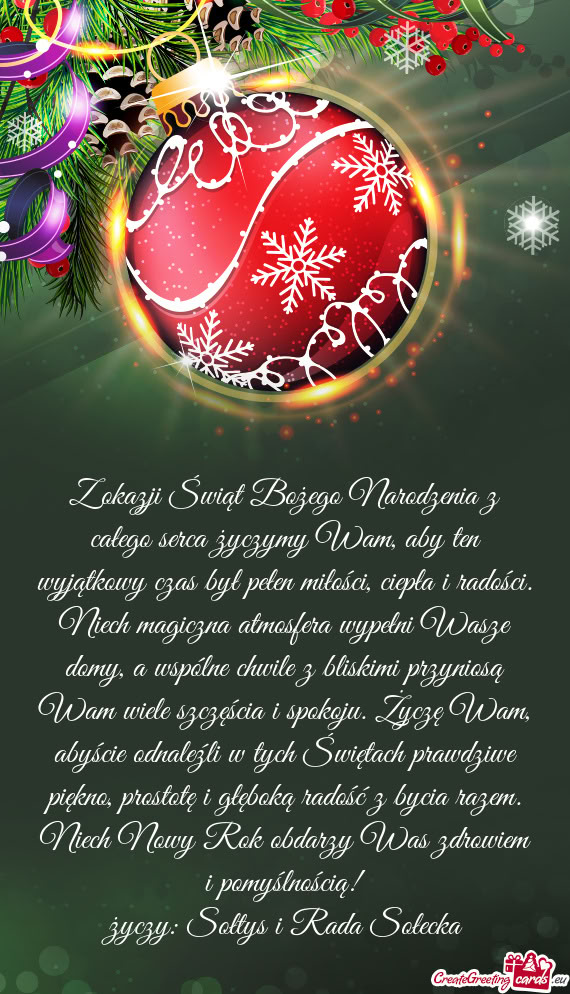 Liskimi przyniosą Wam wiele szczęścia i spokoju. Życzę Wam, abyście odnaleźli w tych Święta