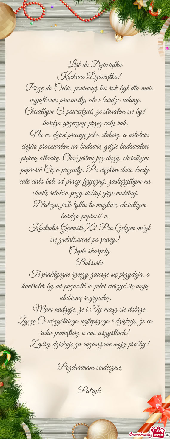 ​💌 List do Dzieciątka