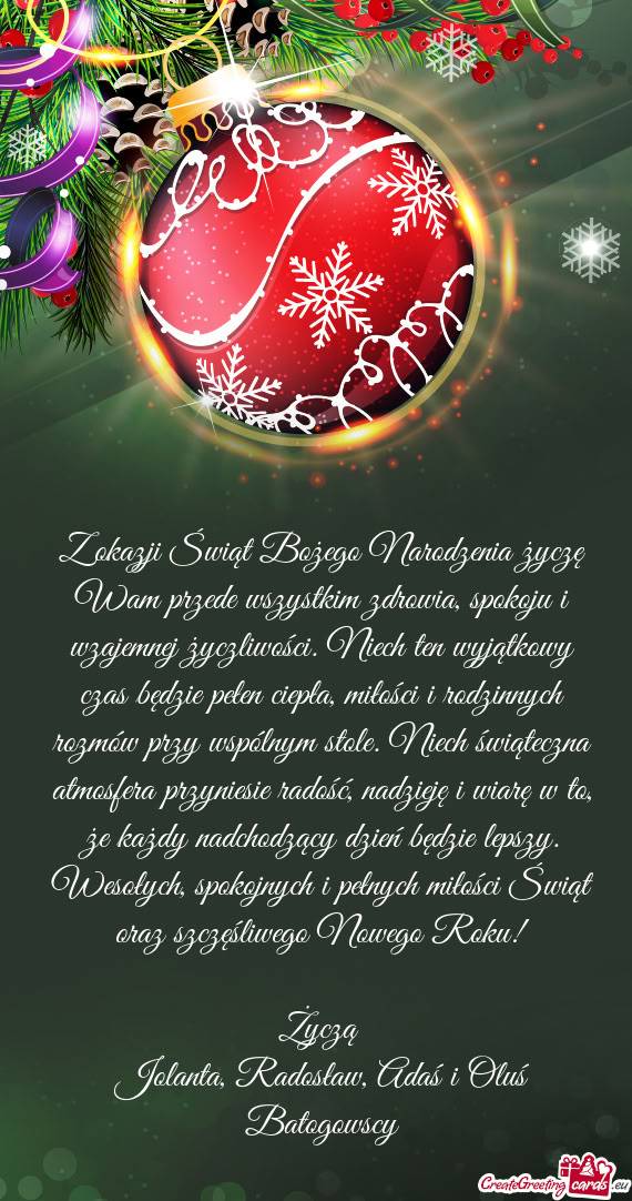 Lnym stole. Niech świąteczna atmosfera przyniesie radość, nadzieję i wiarę w to, że każdy na