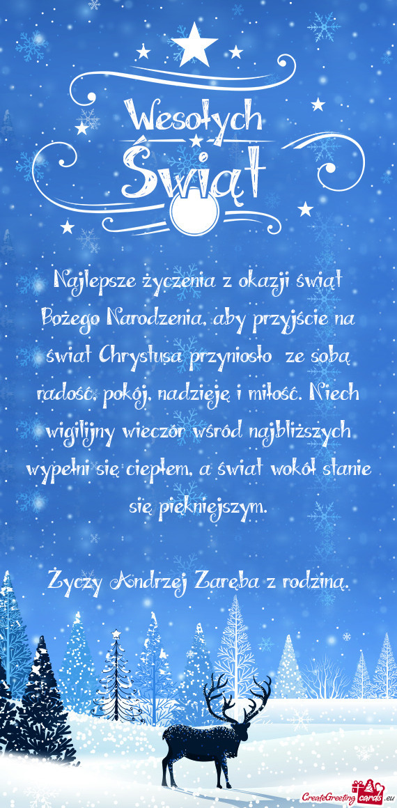 Ło ze sobą radość, pokój, nadzieję i miłość. Niech wigilijny wieczór wśród najbliższyc