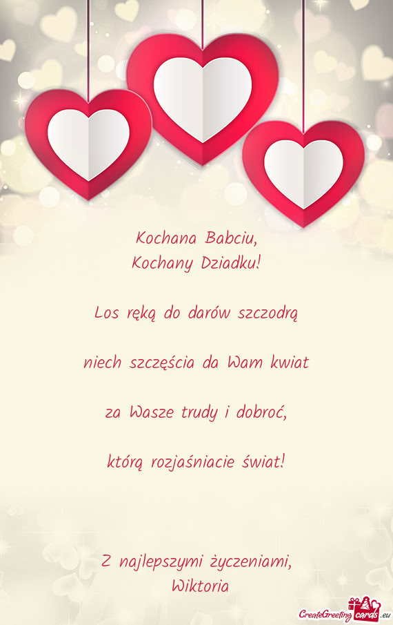 Los ręką do darów szczodrą