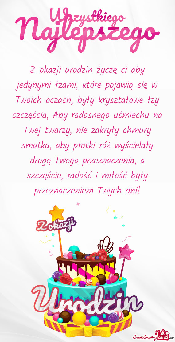 Łowe łzy szczęścia, Aby radosnego uśmiechu na Twej twarzy, nie zakryły chmury smutku, aby pła