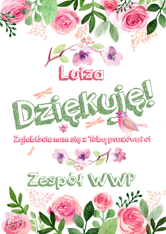 Luiza Dziękuje Żajebiście nam się z Tobą pracowało! Zespół WWP