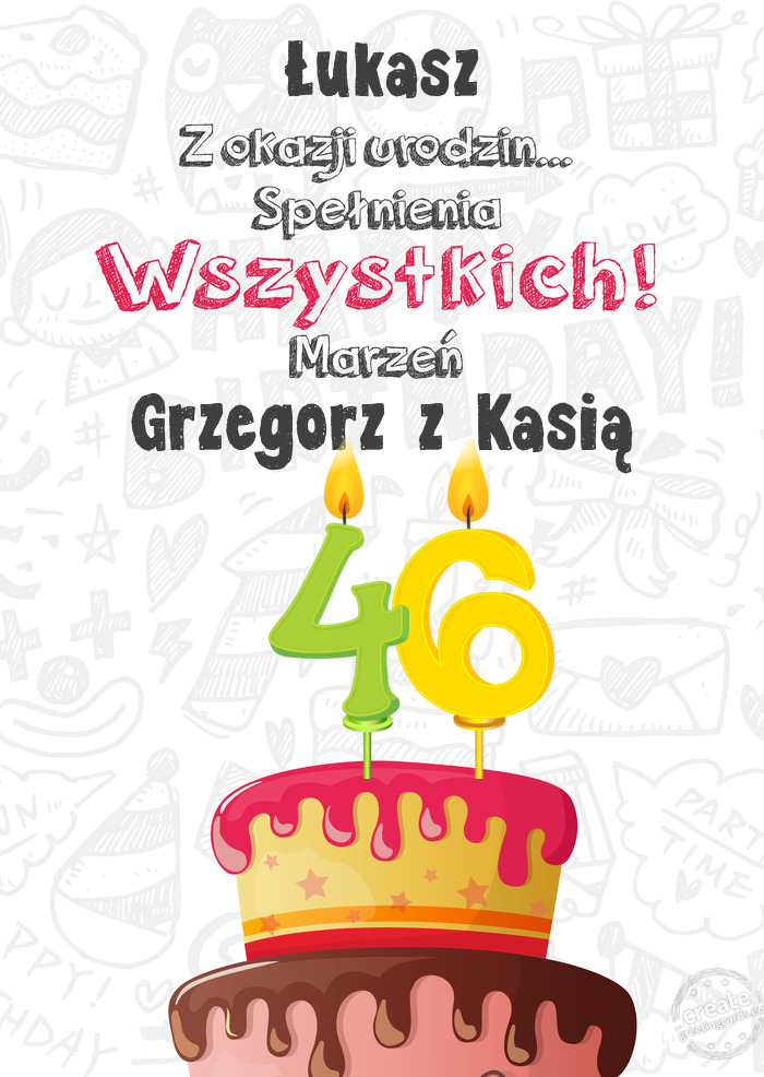 Łukasz Kartka z okazji 46 urodzin, Grzegorz z Kasią