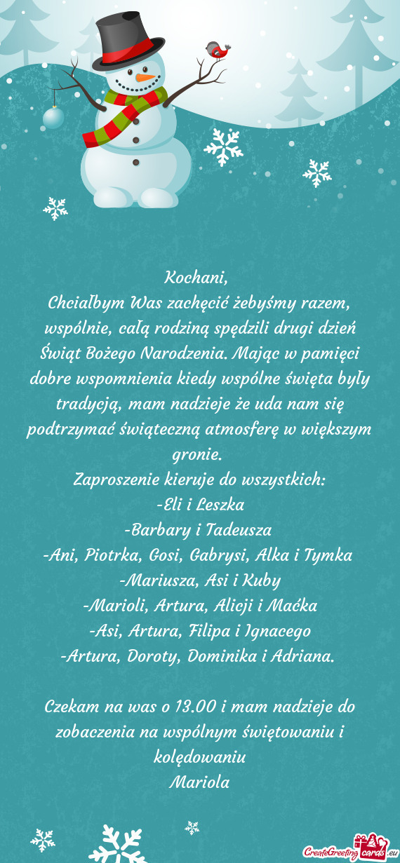 M nadzieje że uda nam się podtrzymać świąteczną atmosferę w większym gronie