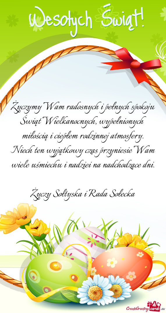 M rodzinnej atmosfery. Niech ten wyjątkowy czas przyniesie Wam wiele uśmiechu i nadziei na nadchod