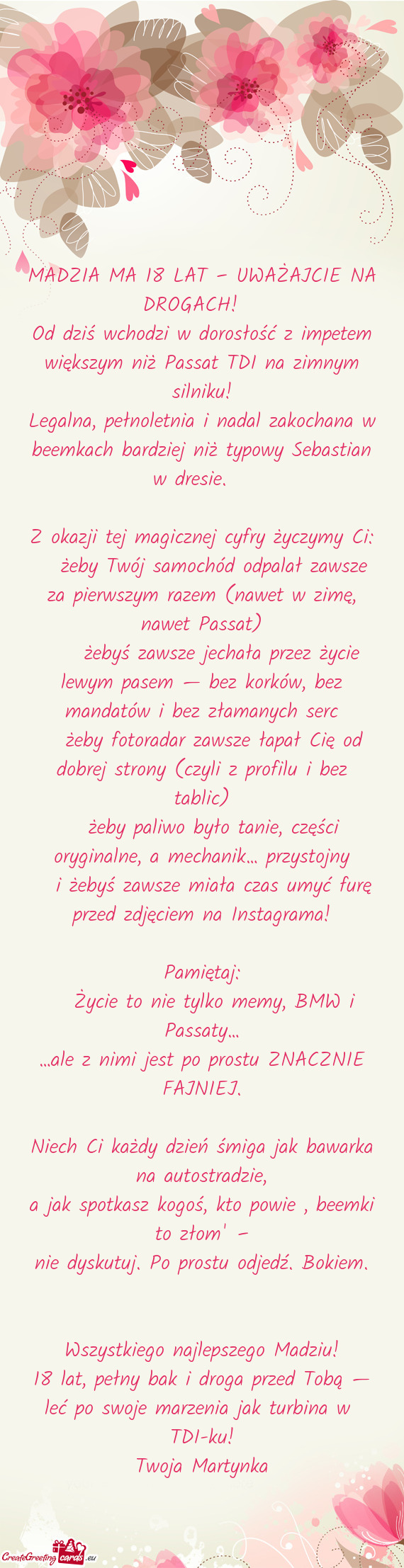MADZIA MA 18 LAT – UWAŻAJCIE NA DROGACH! 🚨