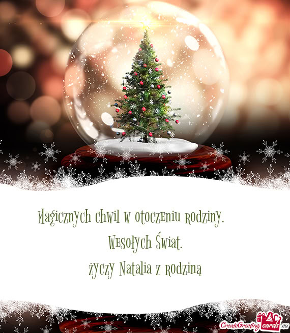 Magicznych chwil w otoczeniu rodziny.  Wesołych Świat