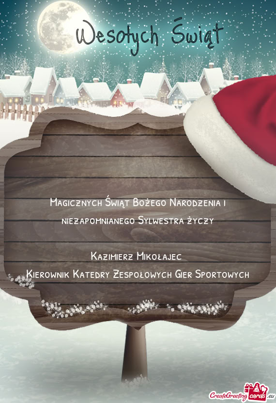 Magicznych Świąt Bożego Narodzenia i niezapomnianego Sylwestra życzy