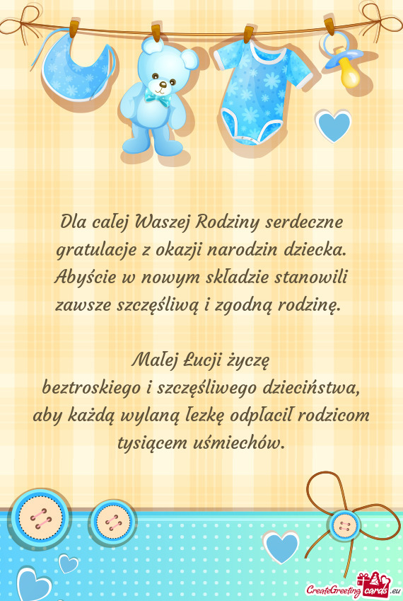 Małej Łucji życzę